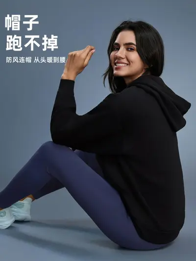 Autumn Winter New Style Fleece-Lined Hooded Sweatshirt for Women, Windproof and Warm, Loose Fit Slimming Casual Zip-Up Cardigan Jacket D25155
