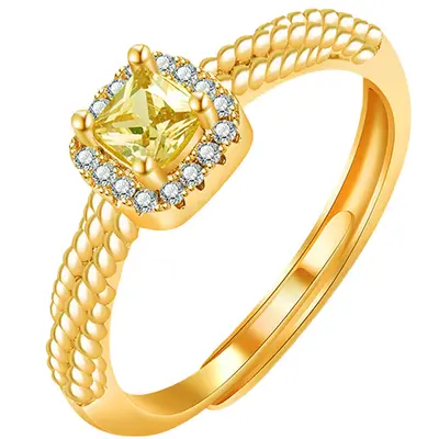 18k gold-plated ring with colorful zircon stones, women's