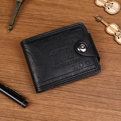 Men's Wallet, Ultra-Light PU Leather, Multifunctional, Dollar Pattern - 7