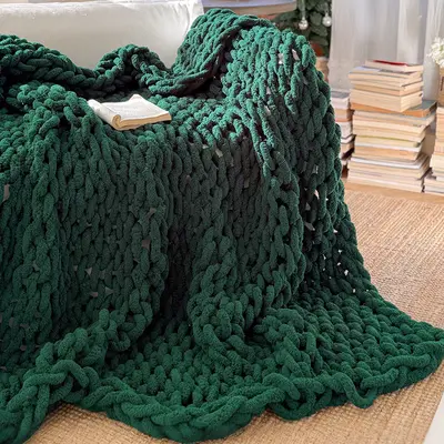 Nordic Solid Color Decorative Throw Blanket, Plain Knitted Throw, Minimalist Light Luxury Sofa Bedroom Bed End Nap Air Conditioner Blanket - 9