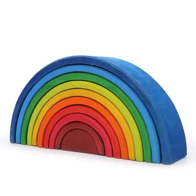 Wooden Rainbow Stacking Block Toy, Color Recognition, Ages 3-10 - 11