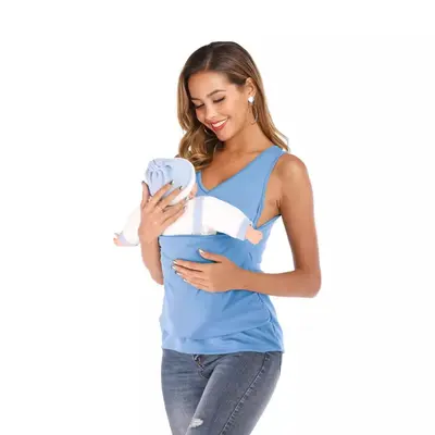 Kangaroo Dad and Mom Soothing V-Neck T-Shirt with Hood, 2025