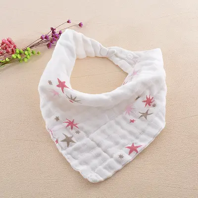 Baby triangle bib, 4-layer cotton, printed - 11