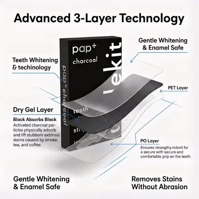 Bamboo Charcoal Teeth Whitening Strips, Gentle Formula - 4
