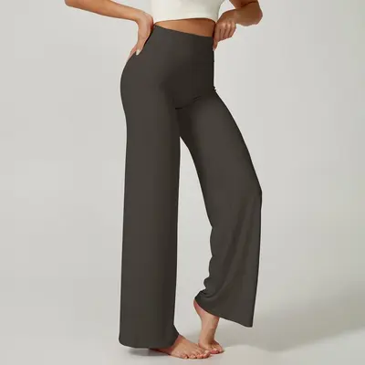 Damen-Outdoor-Freizeithose mit geradem Bein, weite Yogahose - 10