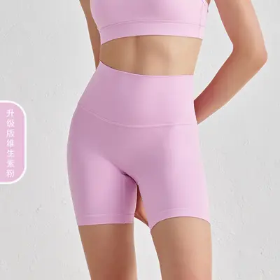 Kadınlar için yeni stil çift taraflı yoga şortu, yüksek belli, şeftali kaldırma, fitness şortu. - 10