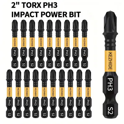Kezhide 50mm Strong Magnetic Cross Tip PH3 Impact-Resistant Screwdriver Bit Set S2 Steel High Torque Hardness