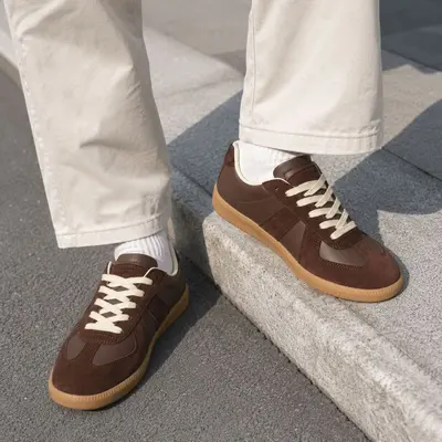 Herren Retro-Lederschuhe, echtes Leder, niedriger Schaft - 12