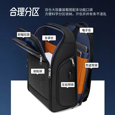 Neuer hochwertiger Business-Rucksack für Herren wasserdichter Rucksack große Kapazität Business-Reise multifunktional Passwort Diebstahlschutz Laptop-Tasche - 3