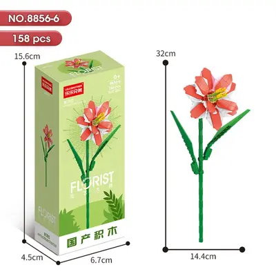 Building block flower educational puzzle children assembly toy bouquet decoration model girl puzzle rose gift - 12