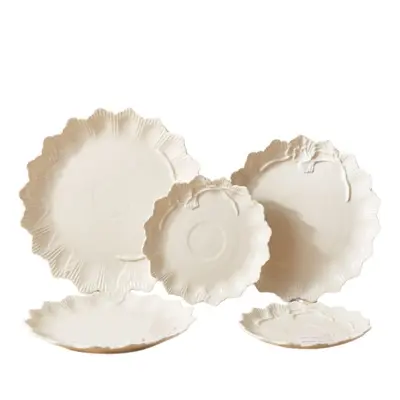 French Embossed Ceramic Dinner Plate for Salad and Dessert