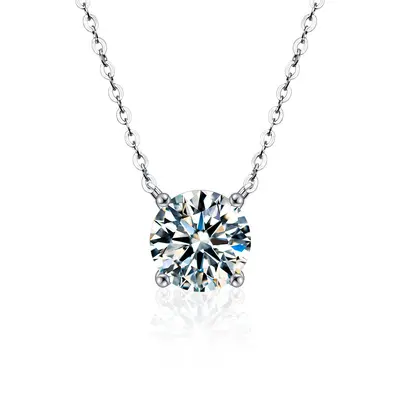 S925 gümüş moissanite kolye, dört pençeli tasarım, çıkıltı zinciri - 7