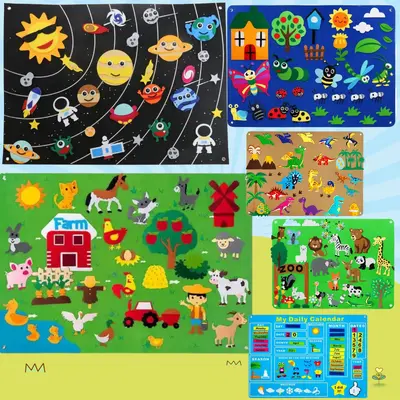 Felt Busy Board, Children's Educational Learning Board for Motor Skills
