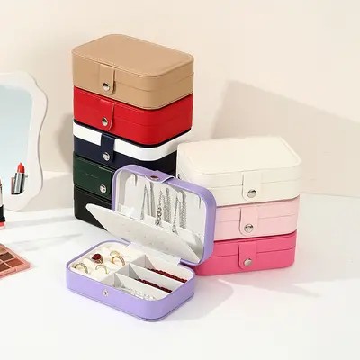 Portable Jewelry Storage Box PU Necklace Ring Accessory Box Minimalist Large Capacity Jewelry Organizer Wholesale