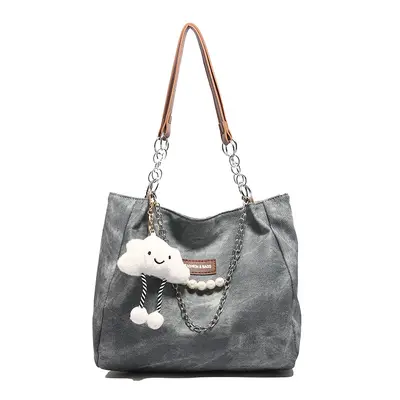Korean Style Women's School Bag, Simple Shoulder Tote, Large Capacity - 5