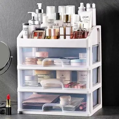 Cosmetic Storage Box Desktop Cosmetic Drawer Organizer Plastic Storage Rack Large Clear Dressing Table Jewelry Box