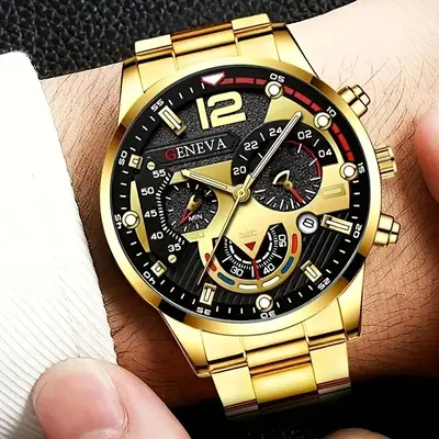 Sınır ötesi popüler erkek saati kuvars erkek saati takvim çelik bant izle erkek moda spor aydınlık işaretçi izle