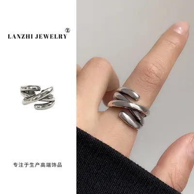 925er Silber-Offener Ring Damen elegantes Design verstellbar - 10