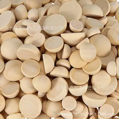 Manufacturer In-Stock Natural Wood Color Hemu Semicircle Ball Half-Side Hemu Beads Amazon Children's Wooden Beads Handmade DIY Accessories