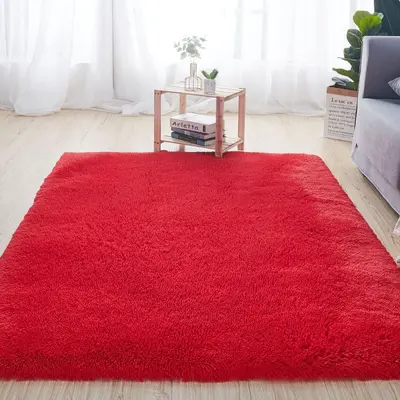 Long-Pile Silk Batik Rug, Stain-Resistant, Easy Care - 11