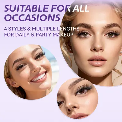 Falsche Wimpern Set 20D+30D Familienpackung dicht geschwungen mit Kleber