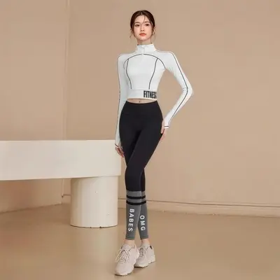 Damen Yoga-Set, langärmlig, eng anliegend - 11