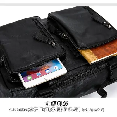 Modischer Rucksack im Ledersteil-Look mit Laptopfach, multifunktional - 4