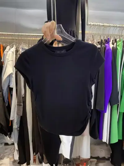 Trend Sleek Slimming Short Sleeve White Women's T-Shirt American Style Unique Gray Top Versatile Black Basic T-Shirt