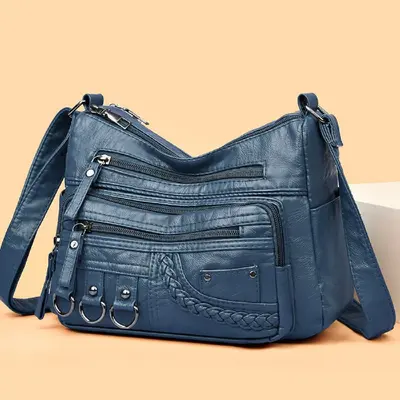 Washable Leather Single-Shoulder Crossbody Bag for Middle-Aged Women - 12