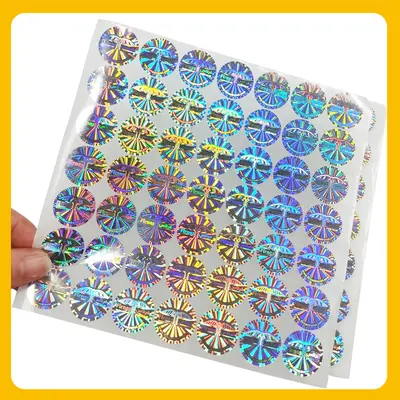 3D Holographic Anti-Counterfeit Label, Transparent Bottle Sticker, Self-Adhesive