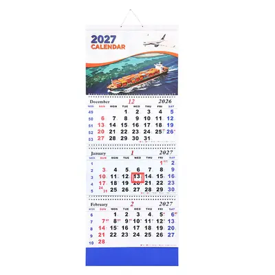 Vierteiliger Wandkalender 2027 für internationale Logistik