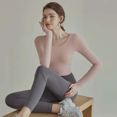 Women's Long Sleeve Yoga Top Set, Breathable, Pilates - 3