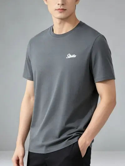 Herren-T-Shirt mit Kurzarm, Sommer, atmungsaktiv, dünn, Buchstabendruck, Sport-Freizeit, rundhalsausschnitt, Baumwoll-Elasthan, Haisheng-Etikett 2W330