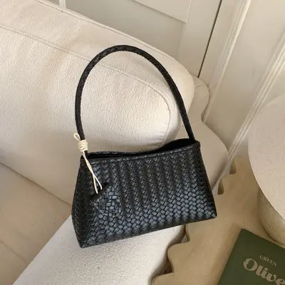 Candy Color Woven Pattern Women's Handbag and Crossbody Bag - 3
