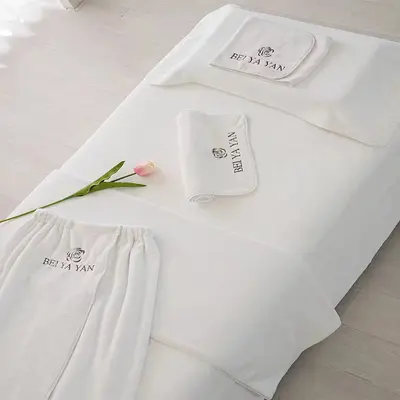 Güzellik salonu özel emici ve tüy bırakmayan yatak örtüsü büyük havlu özelleştirilmiş logo türban toptan kalınlaştırılmış banyo havlusu seti - 7