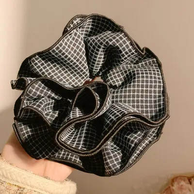 Coffee Blue Striped Lace Double-Layer Hair Tie for Women - 12