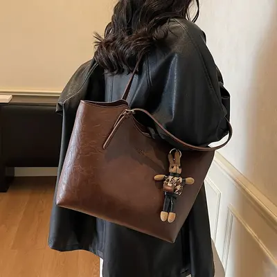 Retro Kadın Tote Çanta, Büyük Hacimli Tek Omuz Çantası