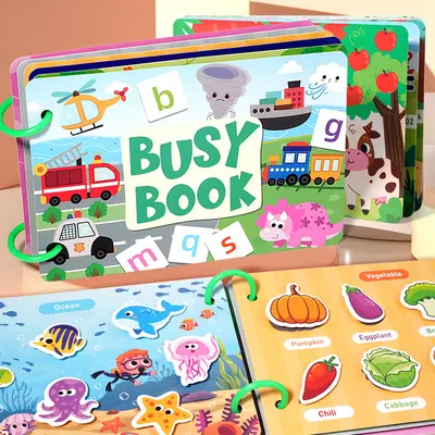 Children's Quiet Book with Velcro Puzzle, Reusable Early Education Busy Book - 3