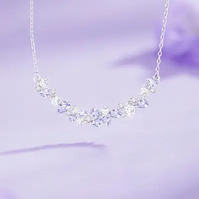 Glyzinienblueten Halskette Damen Zirkonia minimalistisch - 8