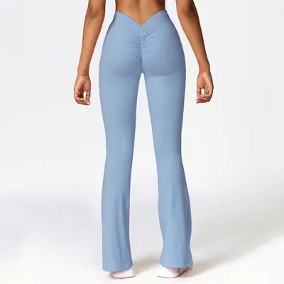Yoga flare pants with V-waist, high-waist, quick-dry - 8