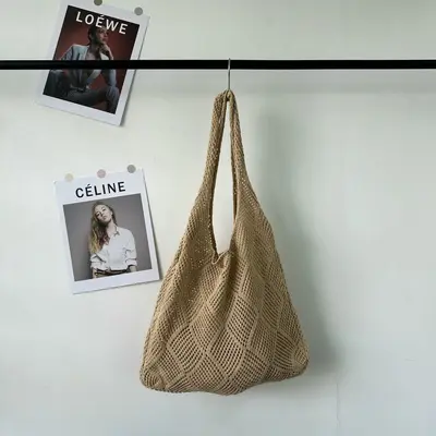 Large Capacity Woven Underarm Tote Bag, Summer Beach Bag - 10