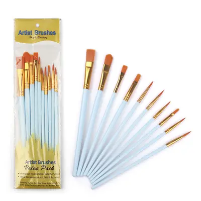 Paint brush set, 10-piece, nylon, oil and acrylic - 12
