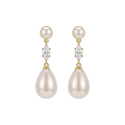 Korean Style Gentle Water Drop Pearl Earrings High-End Marquise Diamond Long Dangle Earrings Simple Temperament Fashion Accessories Wholesale