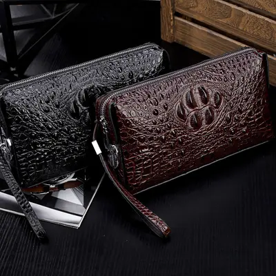 Crocodile Pattern Men's Clutch Bag, Lightweight, Large Capacity - 3