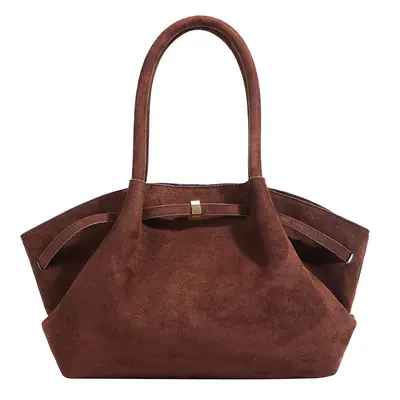 Women's Tote Handbag, Large Capacity, Suede-Look Pleated Underarm Bag - 11