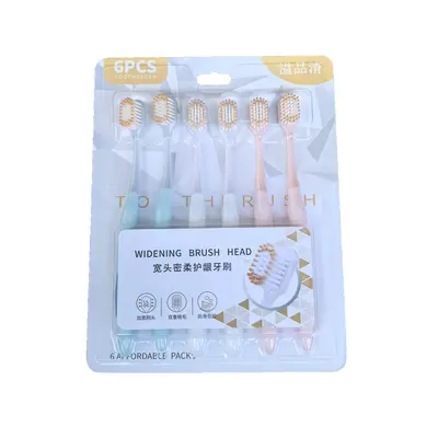 Diş fırçası, 6 adet set, geniş başlık, yumuşak kıllı - 6