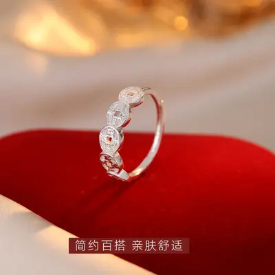 925 silver copper coin ring, open ring, niche design