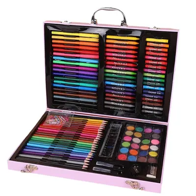 128-teiliges Mal-Set, Kinder-Malstift-Werkzeuge, Geschenkbox, Kunstzubehör, Malkoffer, Aquarellstifte Großhandel zum Schulanfang