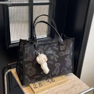 Große Canvas-Tote-Tasche, Achseltasche, Modell 2024 - 4