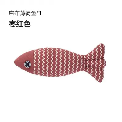 Catnip Linen Fish Plush Cat Toy, Self-Play Interactive - 9